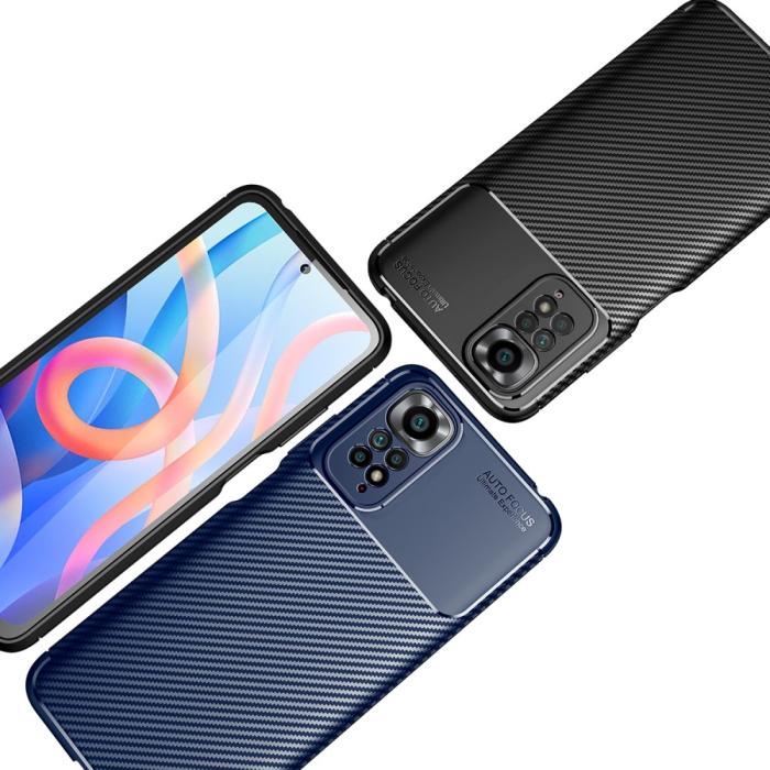 Bild 5, Xiaomi Redmi Note 11 4G Skal Kolfiber Textur Blå
