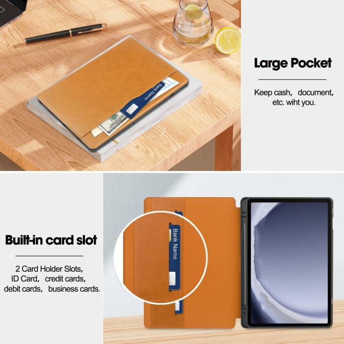 Bild 2, Galaxy Tab A9 Plus Fodral Business Läder Pennhålla