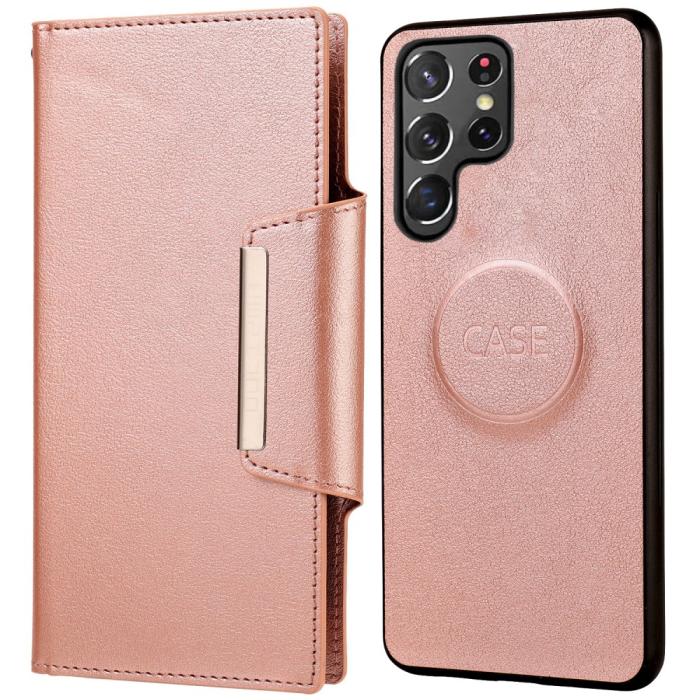 Bild 1, Samsung Galaxy S22 Ultra Fodral 2in1 Läder Roséguld
