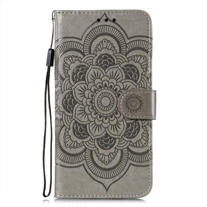 Bild 2, Samsung Galaxy S22 Fodral Sun Mandala Läder Grå