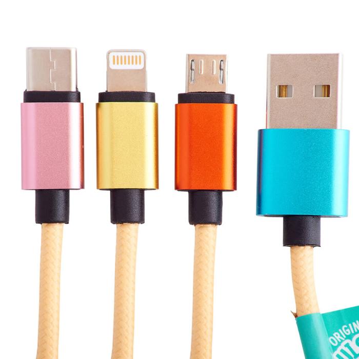 Bild 1, Squishmallows Laddningskabel 1,2m 3in1 USB-C/Micro/Lightning Leonard