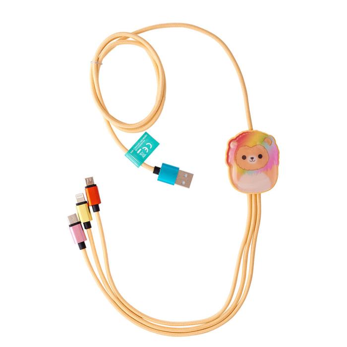 Bild 2, Squishmallows Laddningskabel 1,2m 3in1 USB-C/Micro/Lightning Leonard