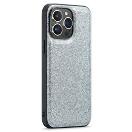 DG.MING iPhone 14 Pro Max Skal Läder Glitter Silver