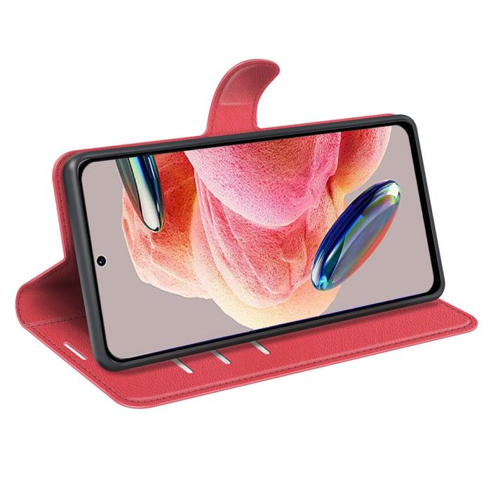 Bild 3, Xiaomi Redmi Note 12 4G Fodral Litchi Läder Röd