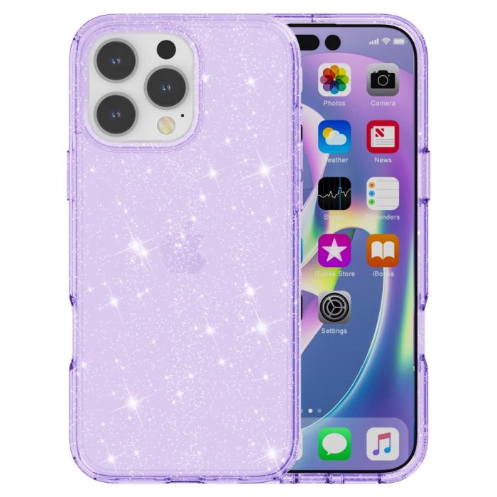 Bild 2, iPhone 16 Pro Skal Glitter Lila