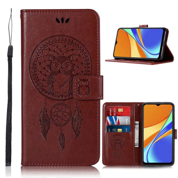Bild 1, Xiaomi Redmi 9C Fodral Owl Dream Catcher Brun
