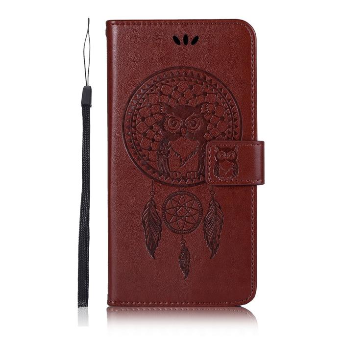 Bild 2, Xiaomi Redmi 9C Fodral Owl Dream Catcher Brun