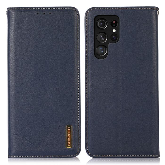 Bild 1, KHAZNEH Galaxy S24 Ultra Fodral Flip RFID Äkta Läder Blå