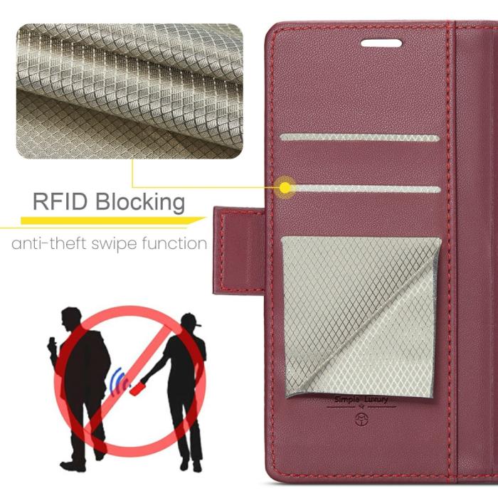 Bild 5, CASEME iPhone 16 Pro Max Fodral Läder RFID Röd