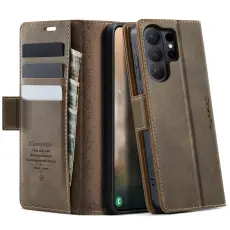 CASEME Samsung Galaxy S26 Ultra Fodral RFID L&auml;der Brun