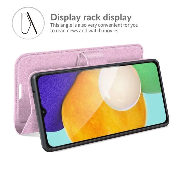 Bild 6, Samsung Galaxy A04s / A13 5G Fodral Litchi Läder Ljus Rosa
