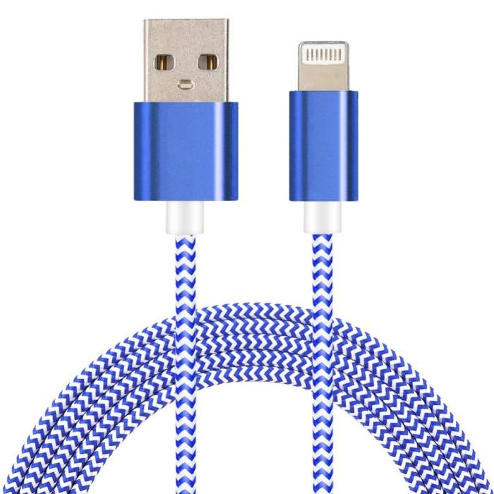 Bild 1, Lightning Nylon Kabel - Blå 1m