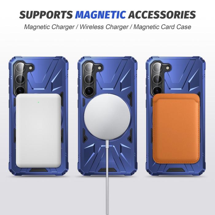 Bild 3, Samsung Galaxy S25/S24 Skal MagSafe Kickstand Hybrid Blå