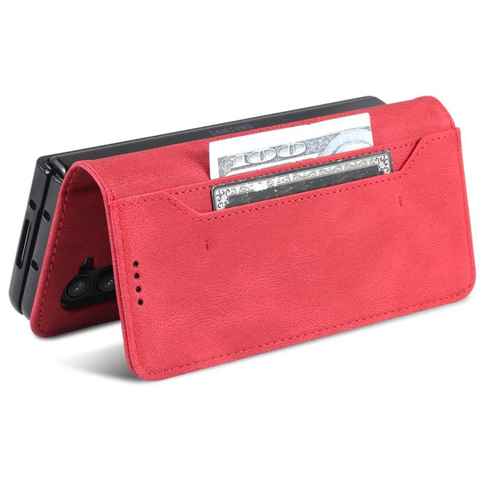 Bild 6, AZNS Galaxy Z Fold 5 Fodral Läder Röd