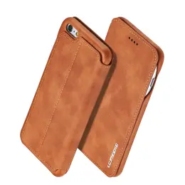 iPhone 6/6S Plus - LC.IMEEKE Retro Läder Fodral - Brun