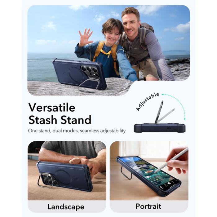 Bild 2, ESR Samsung Galaxy S26 Ultra Skal MagSafe CyberTough Kickstand Blå