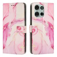 Motorola Moto G86 Power / G86 5G Fodral L&auml;der Marmor Rosa
