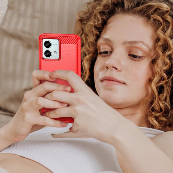 Bild 6, Motorola Moto G84 5G Skal Borstad Stål Textur Röd