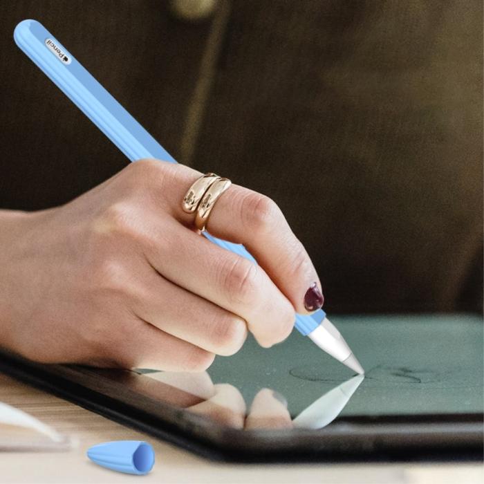 Bild 5, Apple Pen 2 / Pro Skal Liquid Silikon Anti-Slip Vit