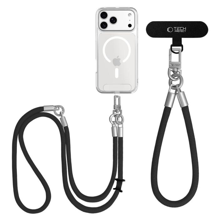 Bild 4, Tech-Protect Mobilsnöre CrossBody & Wrist Rope Svart