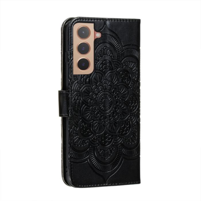 Bild 3, Samsung Galaxy S22 Fodral Sun Mandala Läder Svart