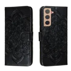 Samsung Galaxy S22 Fodral Sun Mandala Läder Svart