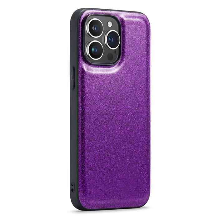 Bild 1, DG.MING iPhone 14 Pro Max Skal Läder Glitter Lila