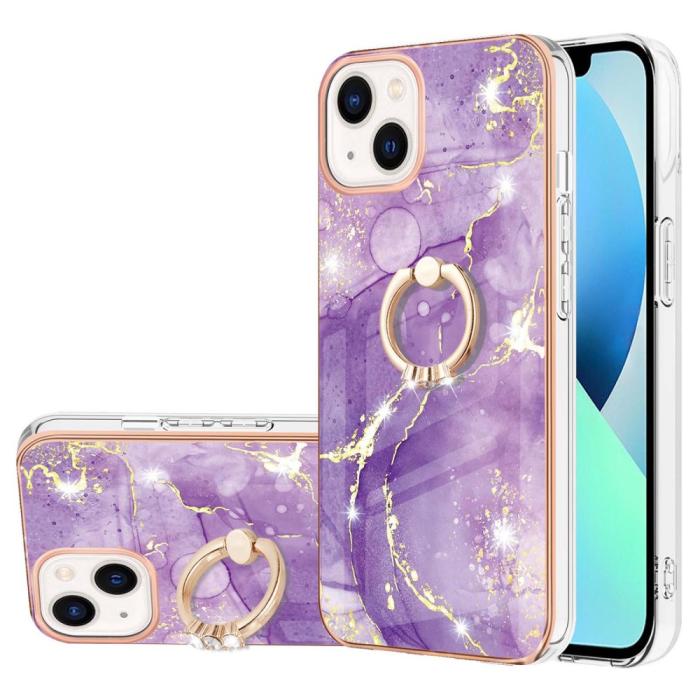 Bild 1, iPhone 15 Skal Ring Marmor Lila