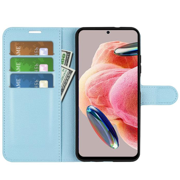 Bild 2, Xiaomi Redmi Note 12 4G Fodral Litchi Läder Ljus Blå