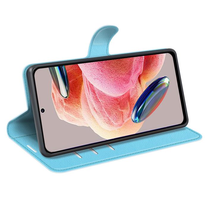 Bild 3, Xiaomi Redmi Note 12 4G Fodral Litchi Läder Ljus Blå