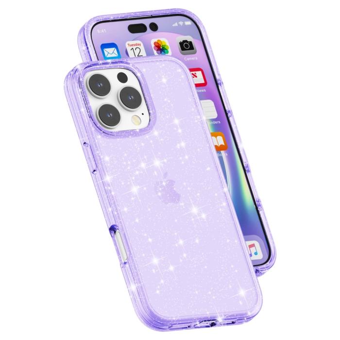 Bild 6, iPhone 16 Pro Skal Glitter Lila