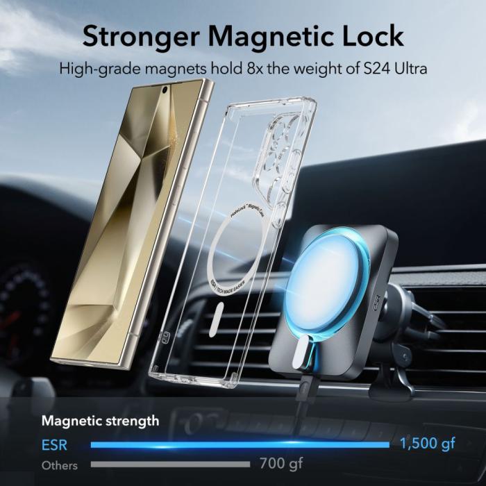 Bild 4, ESR Galaxy S24 Ultra Skal MagSafe CH HaloLock Transparent