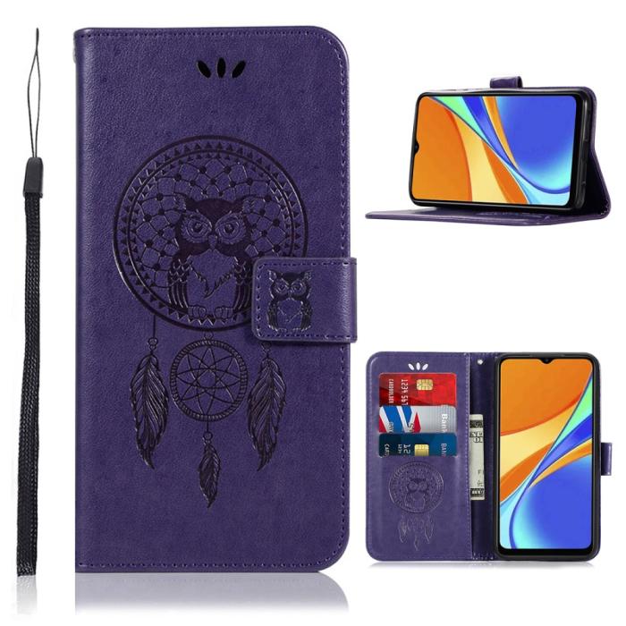 Bild 1, Xiaomi Redmi 9C Fodral Owl Dream Catcher Lila