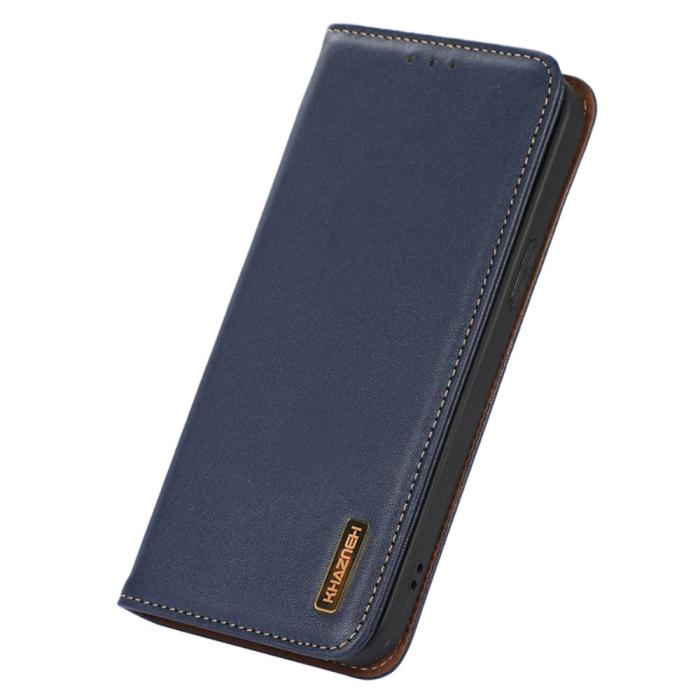 Bild 5, KHAZNEH Galaxy S24 Ultra Fodral Flip RFID Äkta Läder Blå