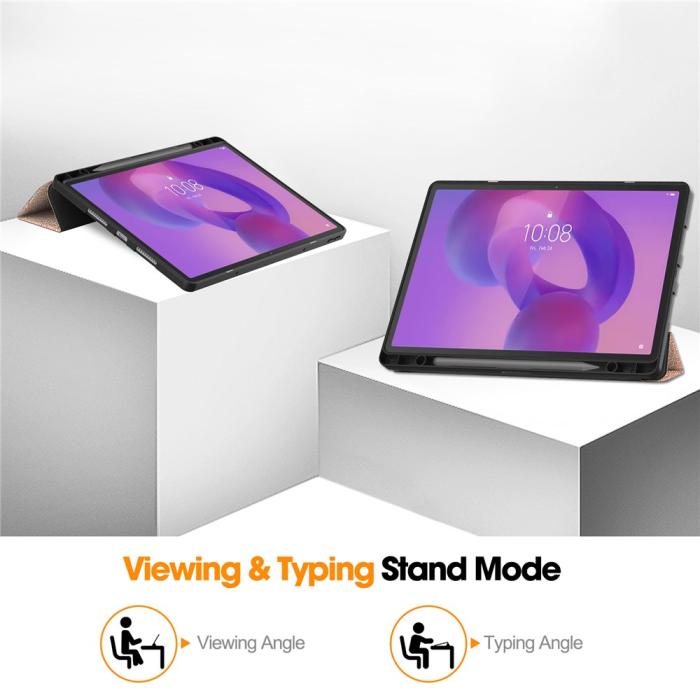 Bild 4, Lenovo Idea Tab Pro Fodral Tri-Fold Läder Roséguld