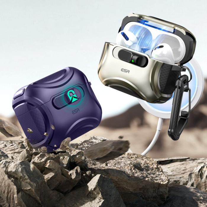 Bild 4, ESR AirPods Pro 3 Skal MagSafe Cyber FlickLock HaloLock Lila