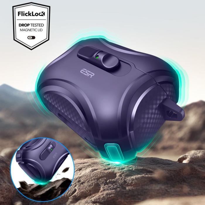 Bild 5, ESR AirPods Pro 3 Skal MagSafe Cyber FlickLock HaloLock Lila