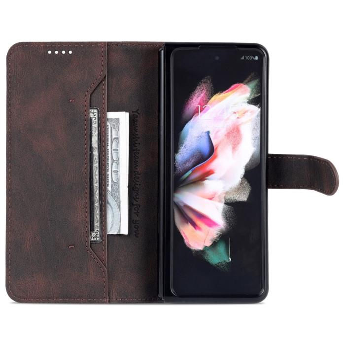 Bild 2, AZNS Galaxy Z Fold 5 Fodral Läder Brun