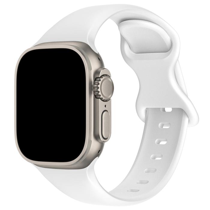 Bild 2, Silikon Armband Butterfly Apple Watch 42/44/45/49 mm (M/L) Vit