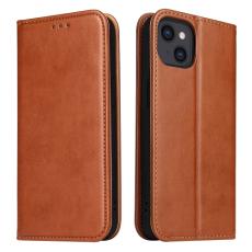 iPhone 14 Plus Flip Fodral Äkta Läder Brun