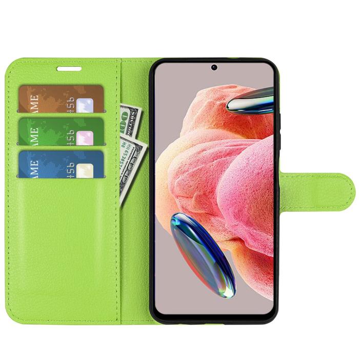 Bild 2, Xiaomi Redmi Note 12 4G Fodral Litchi Läder Grön