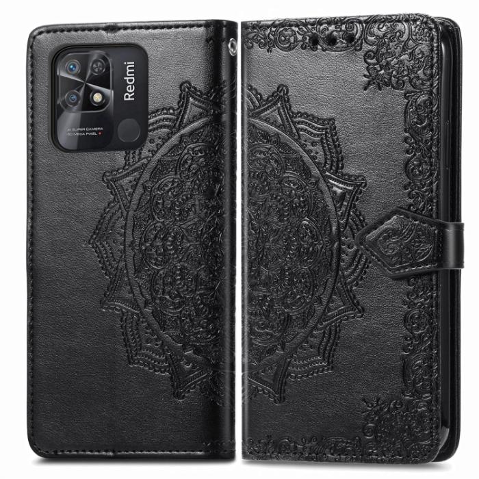Bild 2, Xiaomi Redmi 10C Fodral Mandala Läder Svart