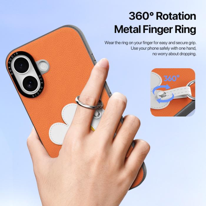 Bild 6, DUX DUCIS iPhone 17 Skal PU-Läder Prästkrage Orange