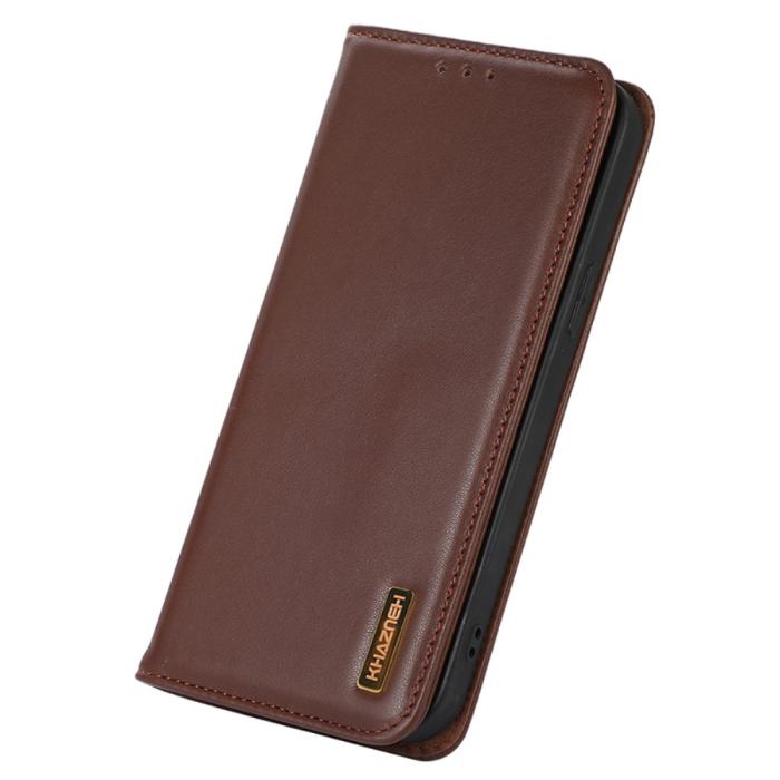 Bild 5, KHAZNEH Galaxy S24 Ultra Fodral Flip RFID Äkta Läder Brun