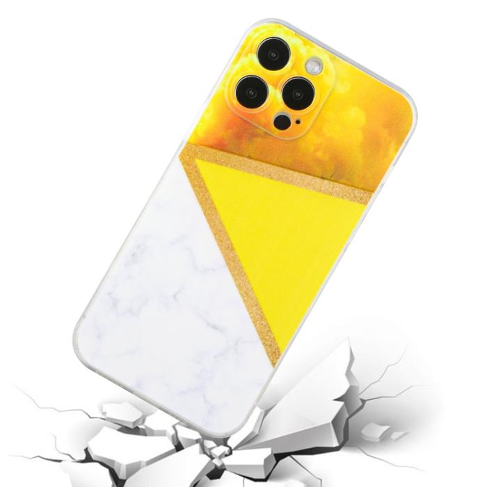 Bild 4, iPhone 14 Pro Skal Marmor TPU Gul