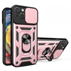 iPhone 15 Plus Skal CamShield Hybrid Ring Ros&eacute;guld