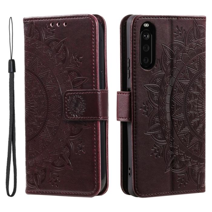 Bild 1, Sony Xperia 10 VI Mandala Läder Fodral Brun