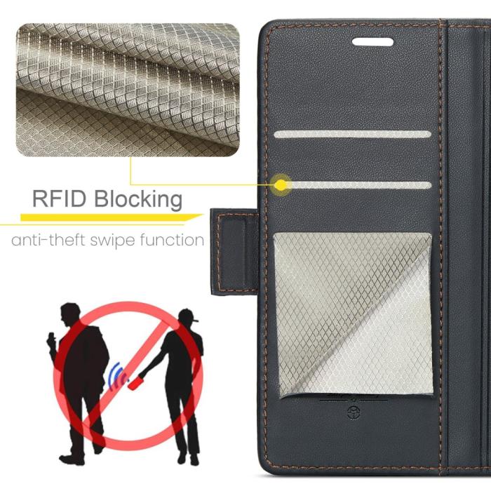 Bild 5, CASEME iPhone 16 Pro Max Fodral Läder RFID Svart