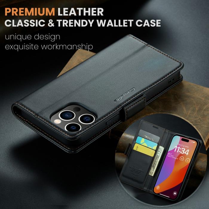 Bild 6, CASEME iPhone 16 Pro Max Fodral Läder RFID Svart