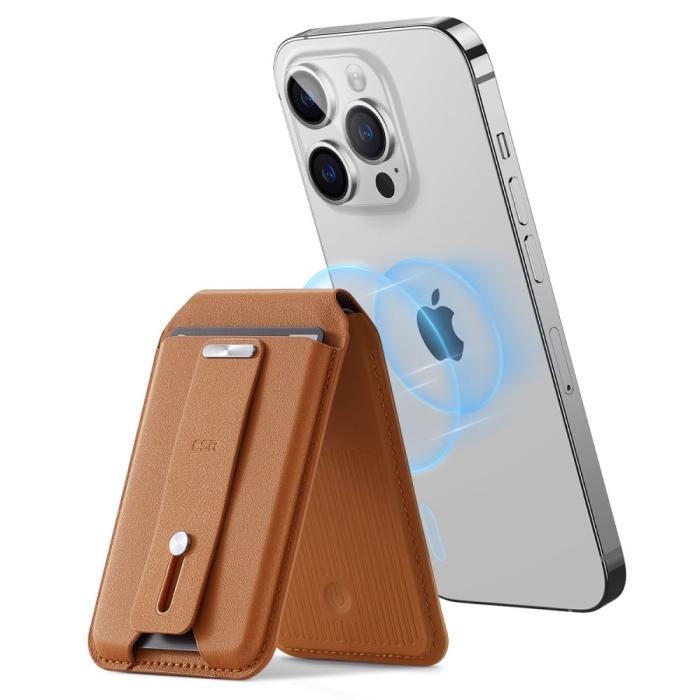 Bild 1, ESR MagSafe Korthållare Kickstand Läder (Find My-kompatibel)